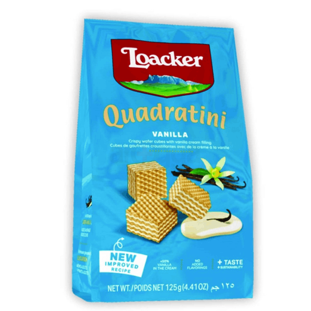 Loacker Quadratini Vanilla Crispy Wafer 125Gm  