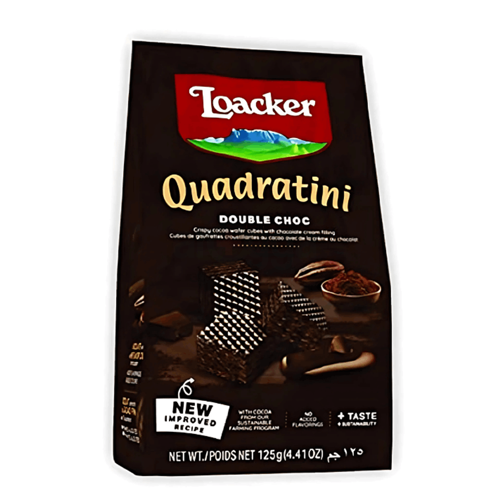 Loacker Quadratini Double Choc Crispy Wafer 125Gm  