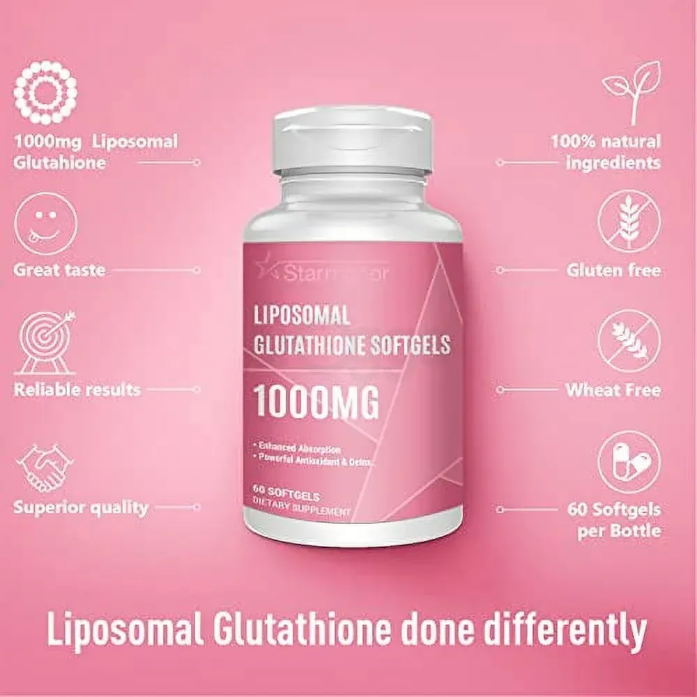 Starehonorr Liposomal Glutathione Softgels 1000MG, Reduced Glutathione Supplement 60 Softgels  