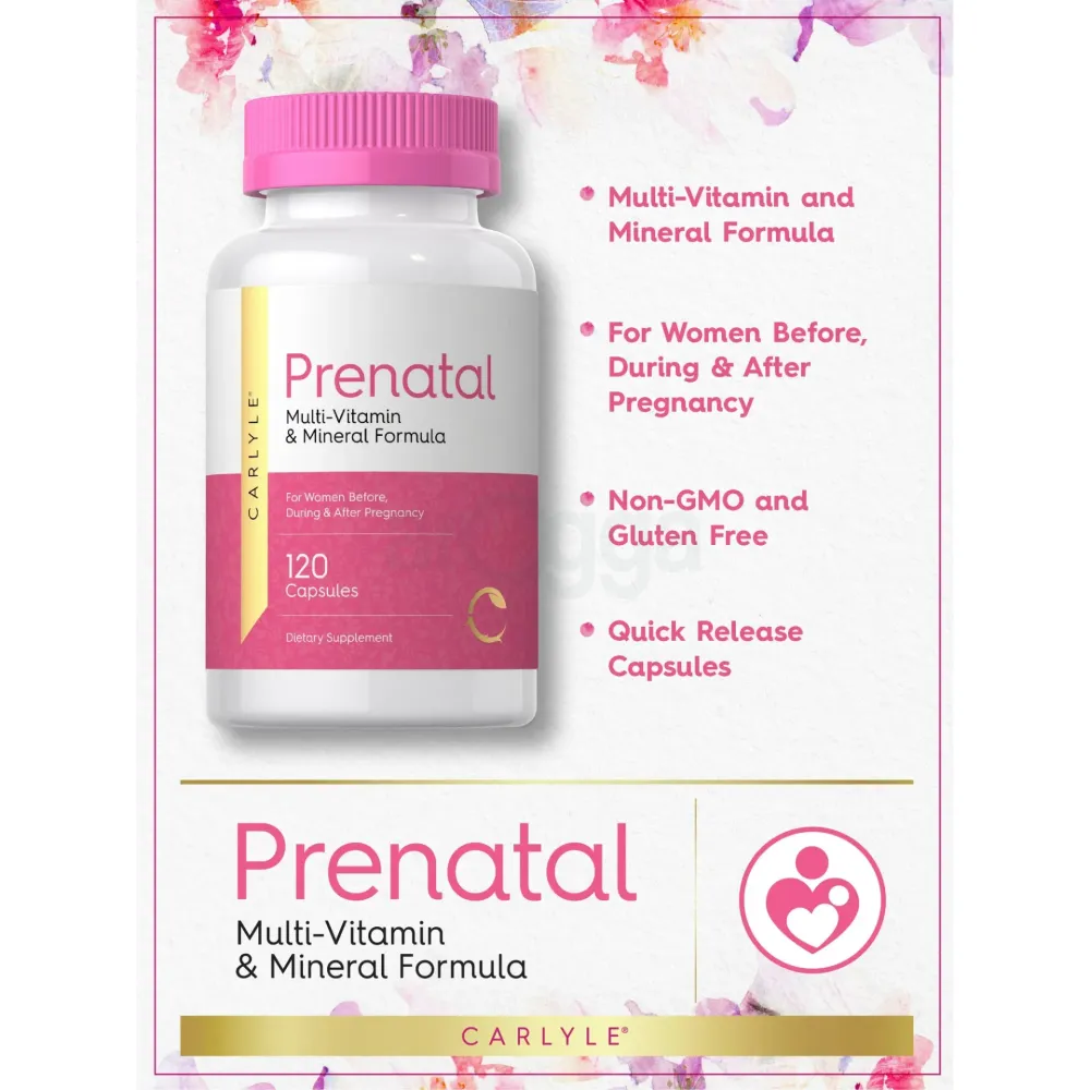 Carlyle Prenatal Multivitamin and Mineral Formula with Folic Acid for Women 120 Capsules  