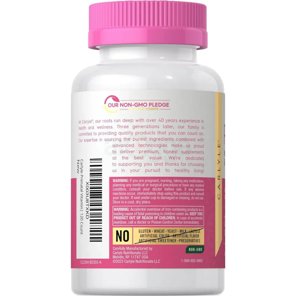 Carlyle Prenatal Multivitamin and Mineral Formula with Folic Acid for Women 120 Capsules  
