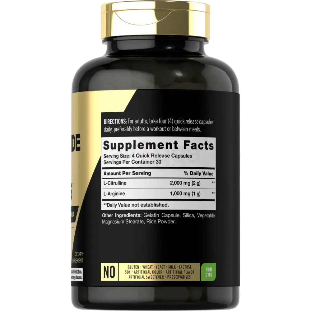 Carlyle Nitric Oxide Supplement 3000mg | 120 Capsules | Non-GMO, Gluten Free   