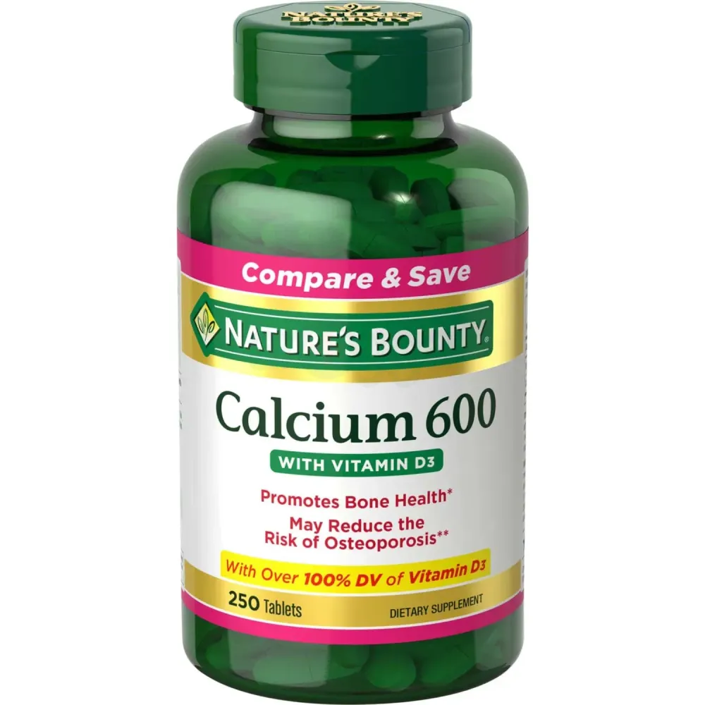 Nature's Bounty Calcium 600 + Vitamin D3 Tablets, 600 Mg, 250 Tabs  