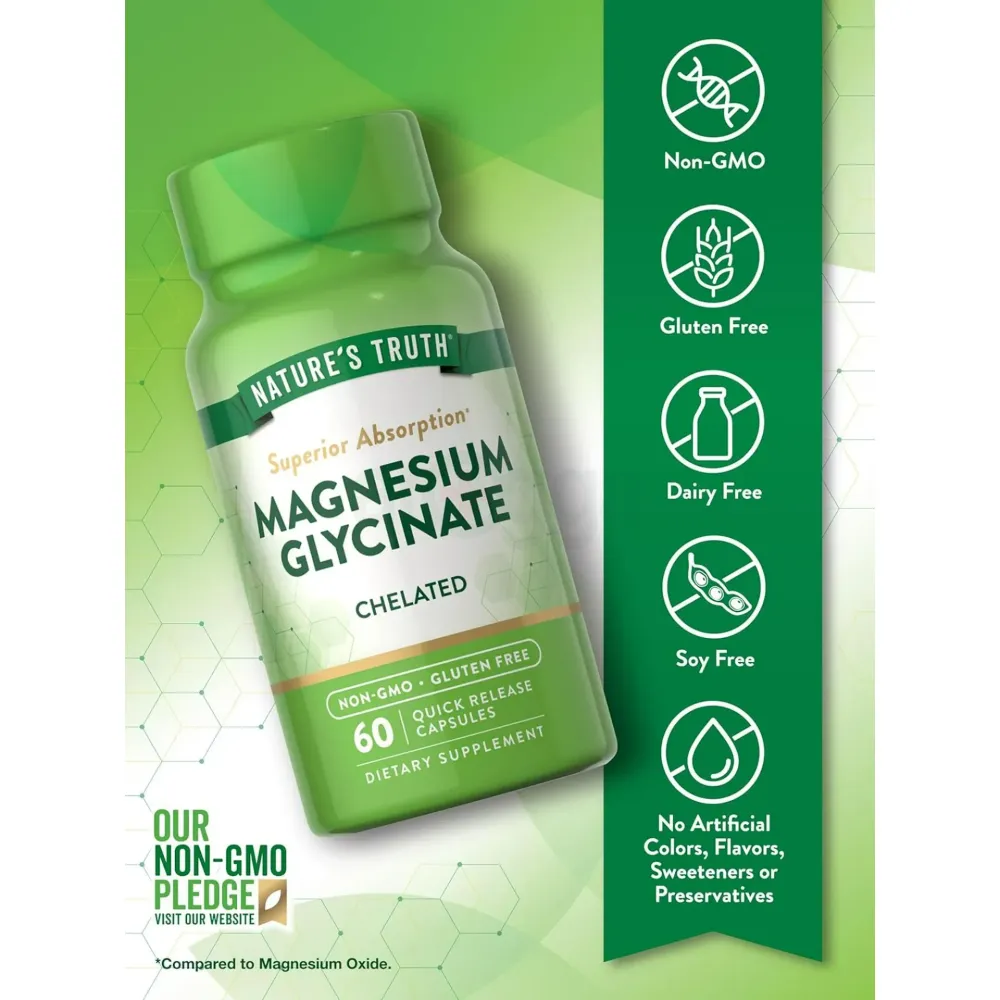 Nature's Truth Magnesium Glycinate, Chelated, 60 Quick Release Capsules  