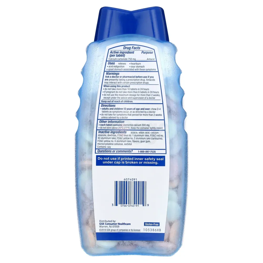 TUMS Antacid Extra Strength Smoothies 250 Chewable Tablets  