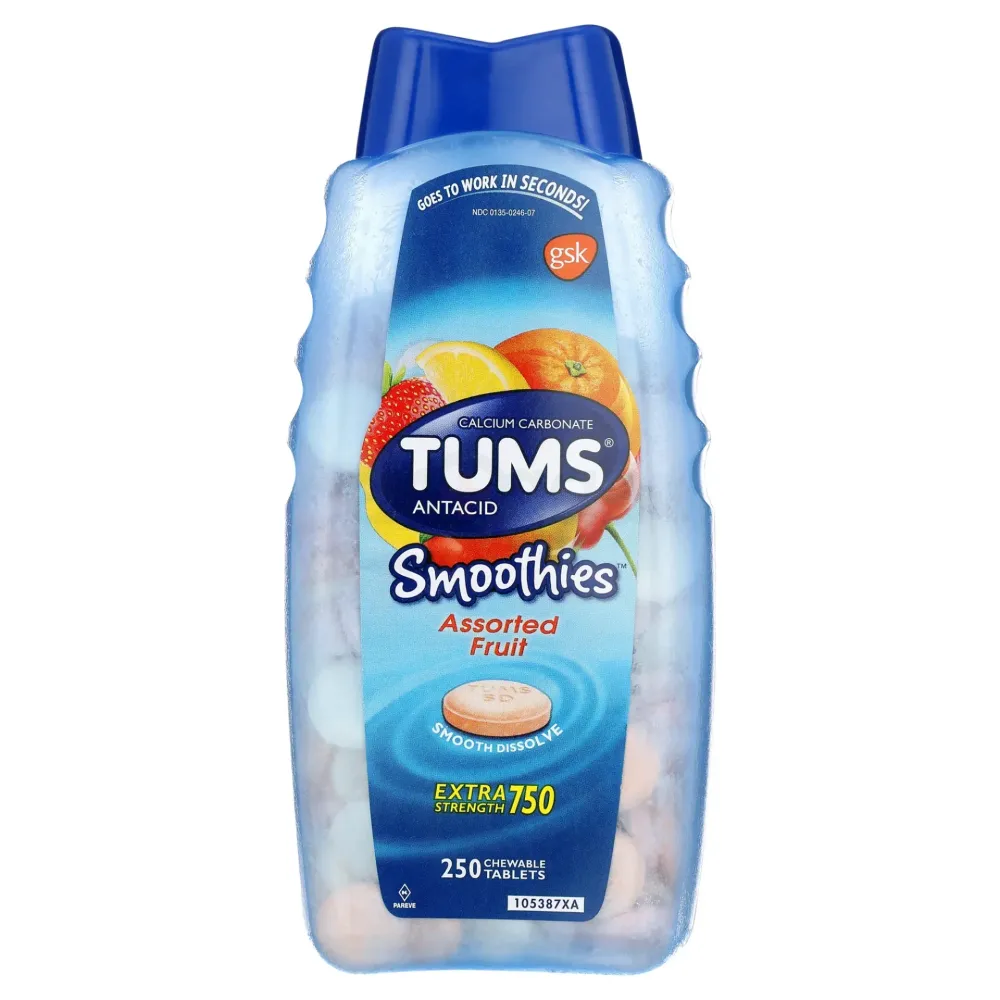 TUMS Antacid Extra Strength Smoothies 250 Chewable Tablets  