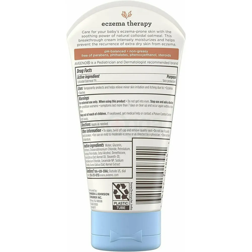 Aveeno Baby Eczema Therapy Moisturizing Cream with Colloidal Oatmeal Skin Protectant + Vitamin B5 141g  