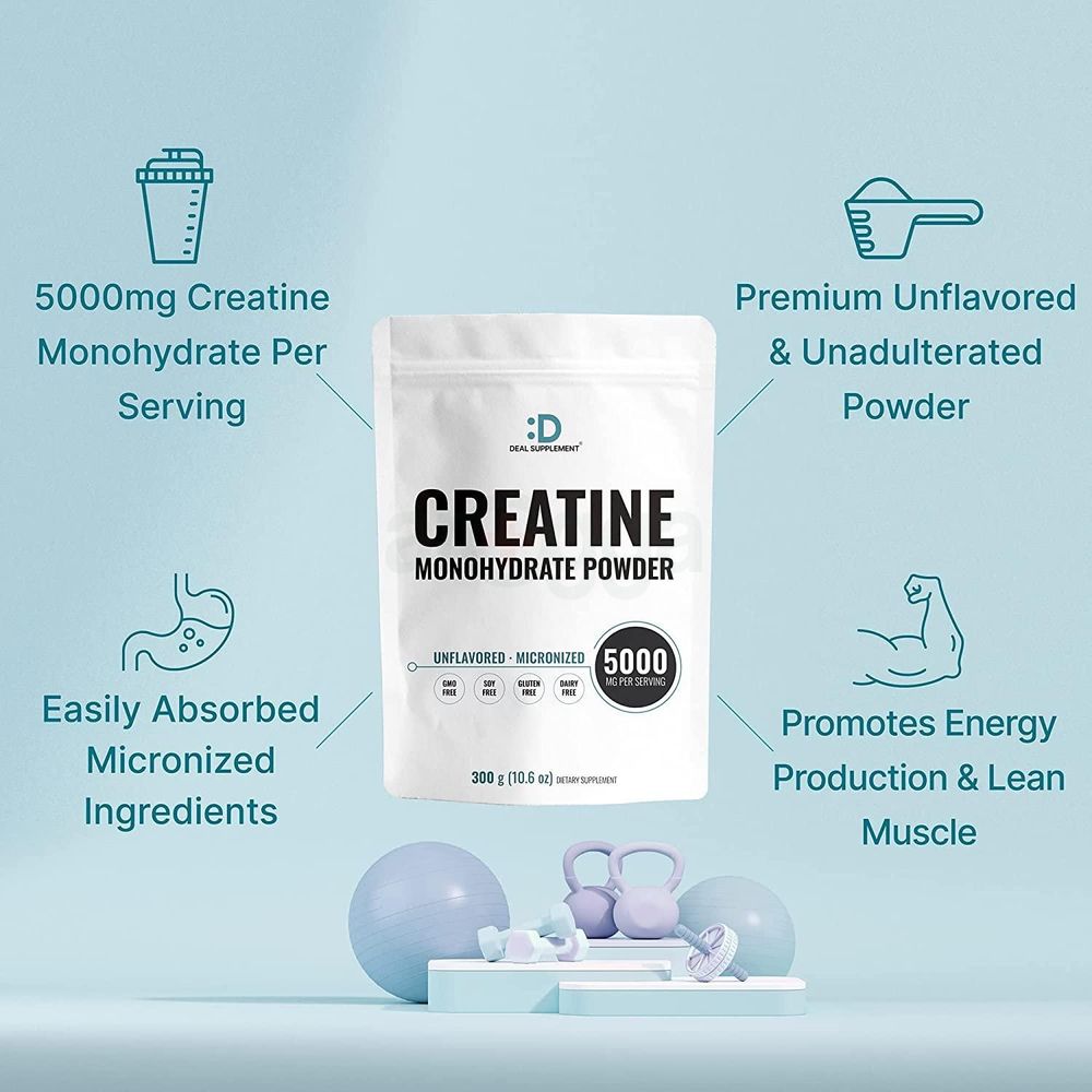 Deal Supplement Creatine Monohydrate Powder 60 Servings - 5000mg(5g)  