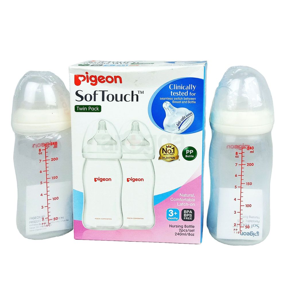 Pigeon Soft Touch Feeding Bottle (Twin Pack) 240ml (3+month) (Code-26678)  