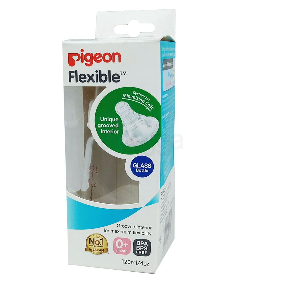 Pigeon Flexible Feeding Bottle (Glass) 120ml (0+month) (Code-26687)  