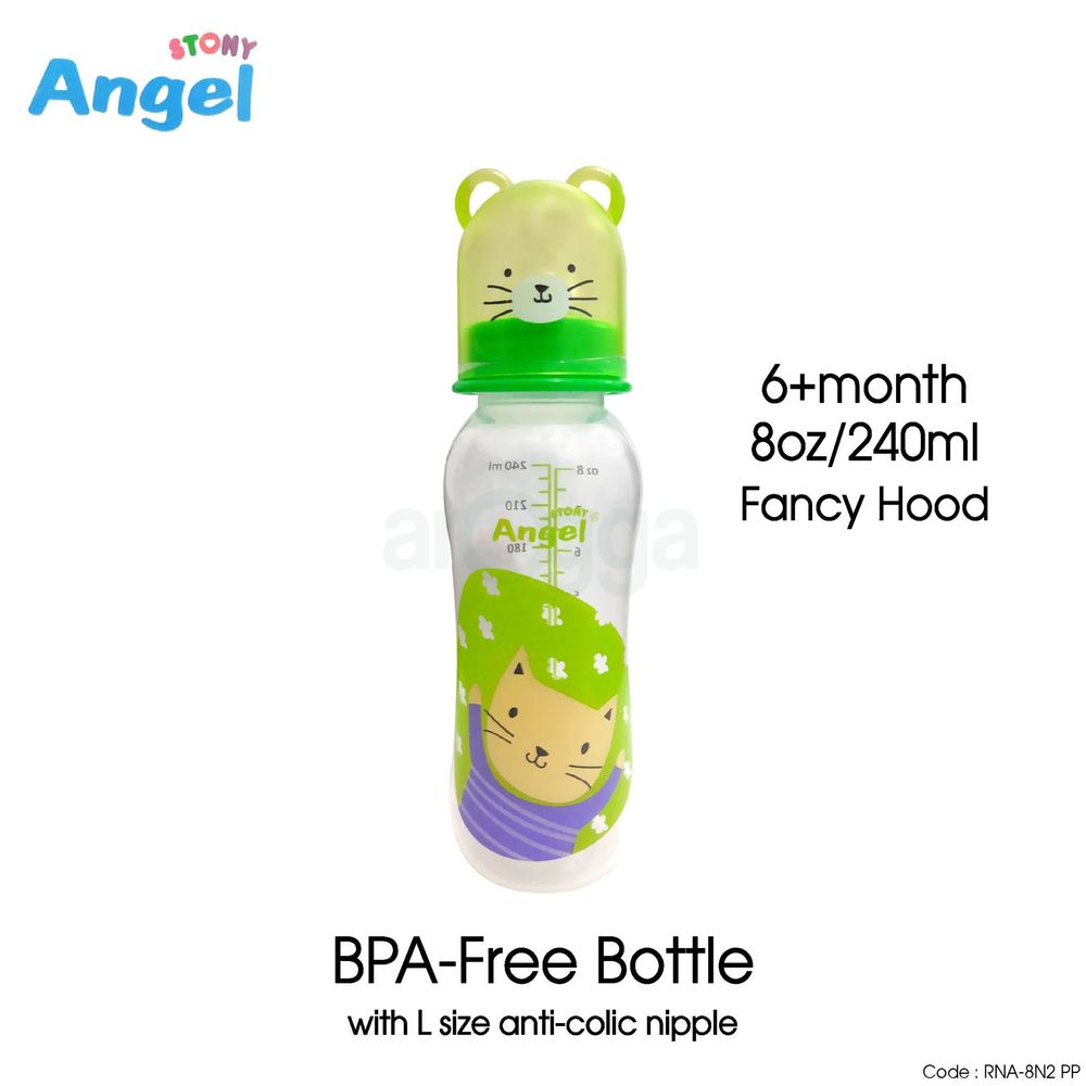 Angel Anti-Colic Feeding Bottle with Fancy Hood 240ml L 6m+ (RNA-8N2)  