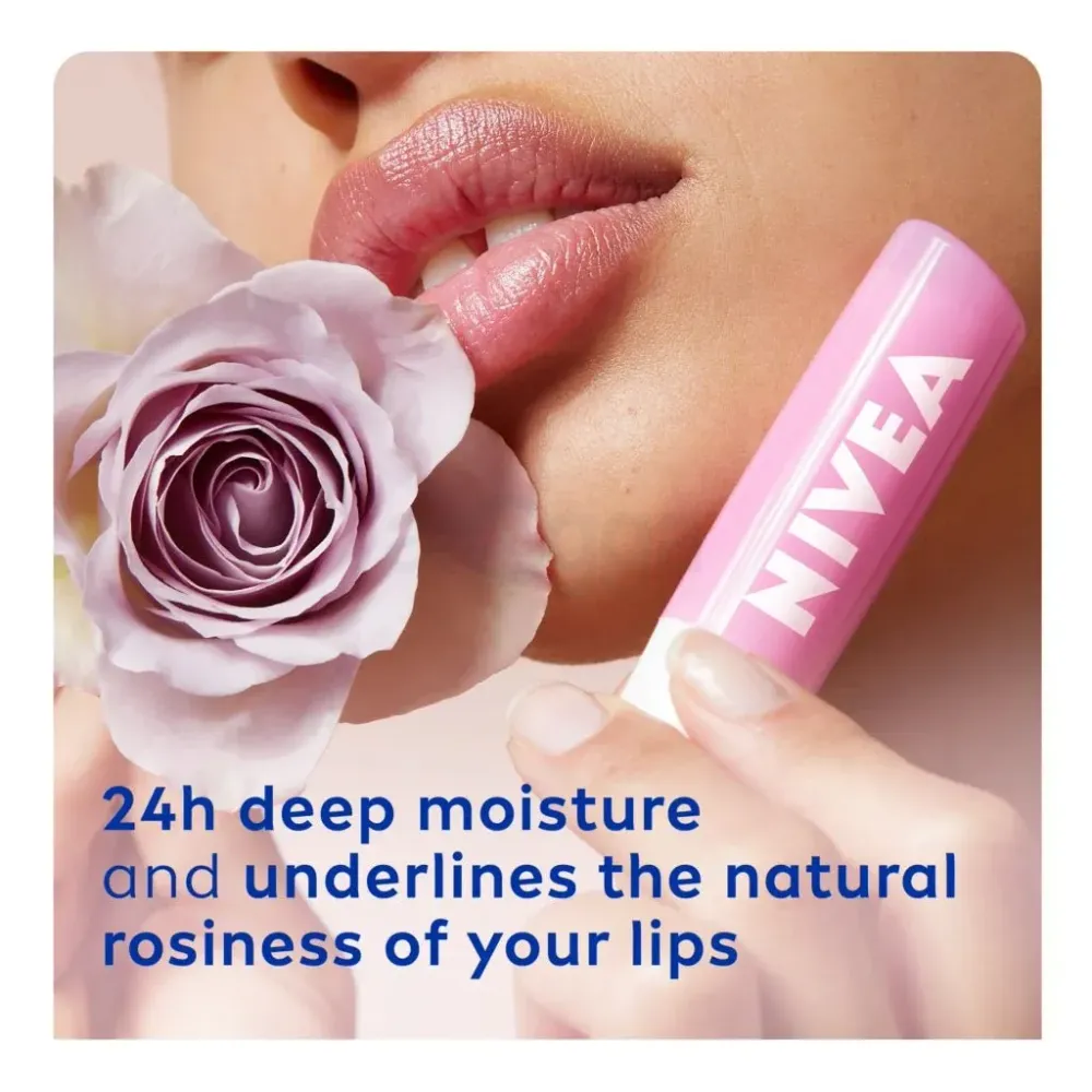 Nivea 24h+ Moisture Soft Rose Lip Balm (Made in Germany)  