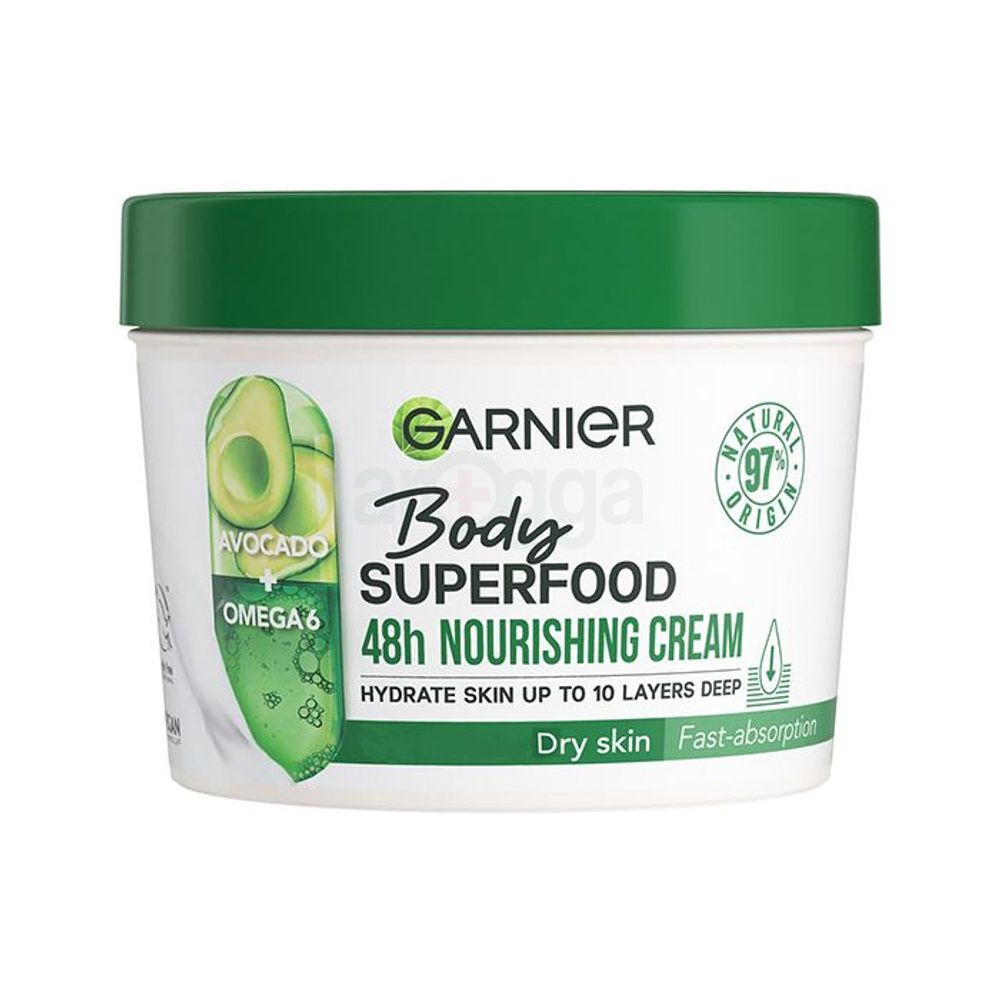 Garnier Avocado Body Superfood 48h Nourishing Cream with Avocado + Omega 6 for Dry Skin  