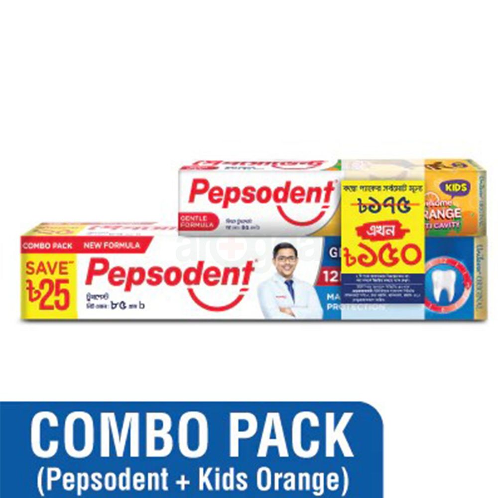 Pepsodent Toothpaste Germi-Check 85g with Kids Orange Toothpaste 45g (Combo Pack)  