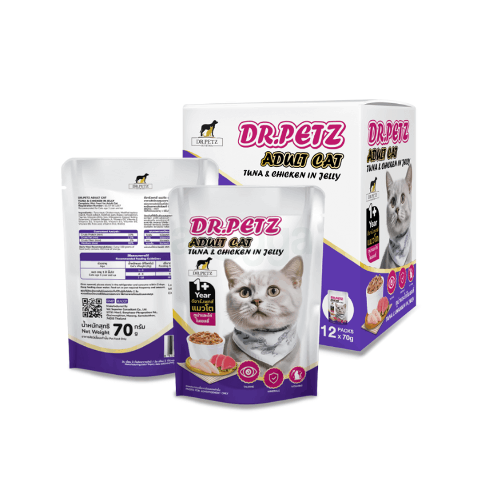 DR. PETZ Adult Cat Tuna & Chicken In Jelly 70gm  