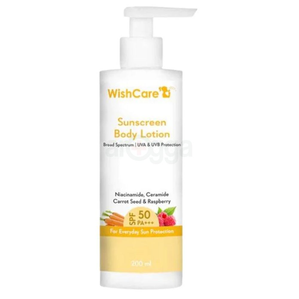 WishCare Sunscreen Body Lotion SPF 50 PA+++ with Niacinamide, Ceramide Carrot Seed and Raspberry  
