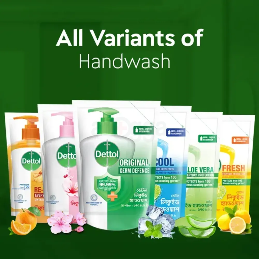 Dettol Handwash Original 170ml Refill, Liquid Soap with protection from 100 illness-causing germs  