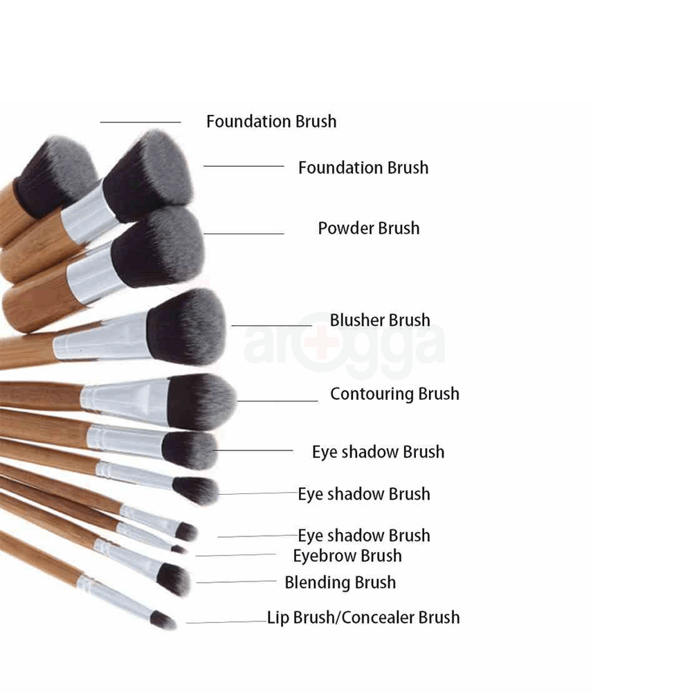 Professional Bamboo Makeup Brush Set - 11pcs  