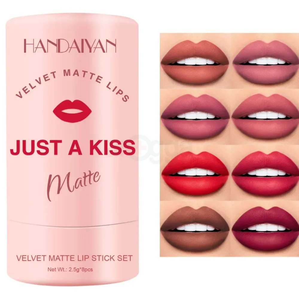 Handaiyan Just A Kiss- 8 pcs Velvet Matte Lipstick Set   