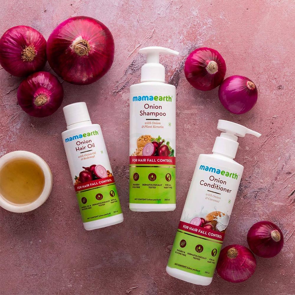 Mamaearth Onion Hair Oil with Onion Oil and Redesnyl for Hairfall Control  