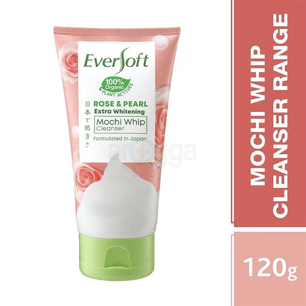 Eversoft Rose & Pearl Extra Whitening Mochi Whip Cleanser  