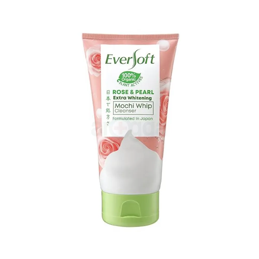 Eversoft Rose & Pearl Extra Whitening Mochi Whip Cleanser  