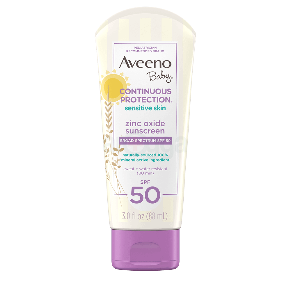 Aveeno Baby Continuous Protection Zinc Oxide Sunscreen with Broad Spectrum SPF 50 for Sensitive Skin 88ml  