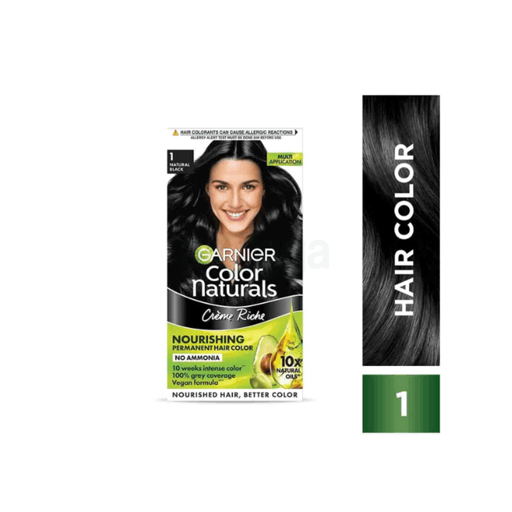 Garnier Color Naturals Creme Riche Hair Color (35ml+30g) - Shade 1 Natural Black  