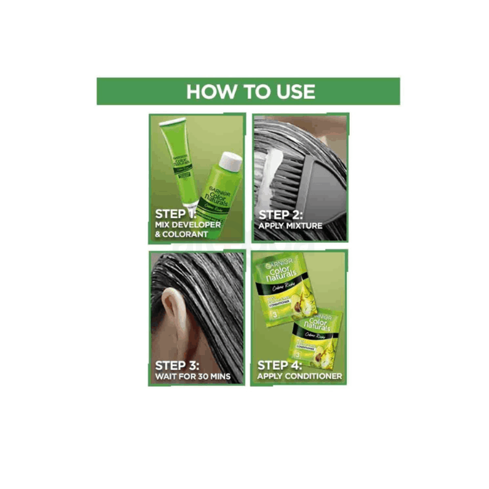 Garnier Color Naturals Creme Riche Hair Color (35ml+30g) - Shade 1 Natural Black  