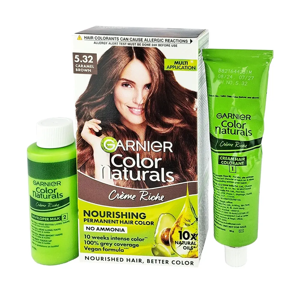 Garnier Color Naturals Creme Riche Hair Color (70ml+60g) - 5.32 Caramel Brown  