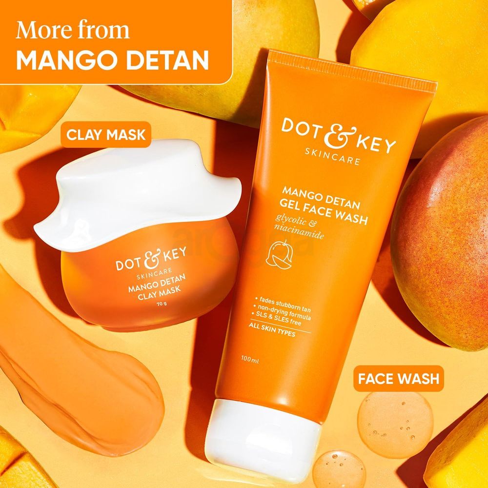 Dot and Key Mango Detan Gel Facewash with Glycolic and Niacinamide for All Skin Types  