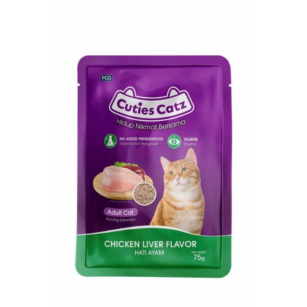 CUTIES CATZ POUCH CHICKEN LIVER 75G  