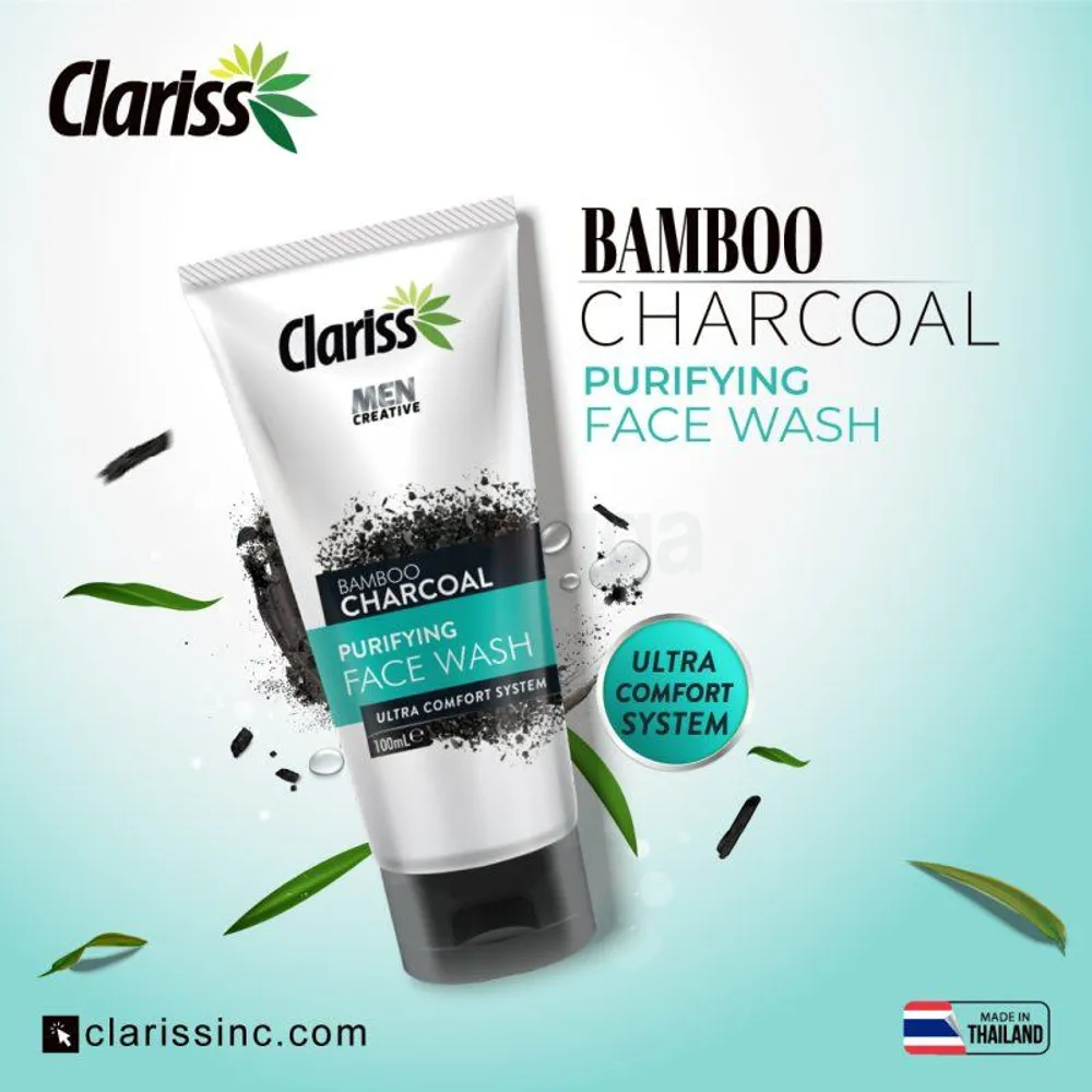 Clariss Purifying Face Wash For Men Bamboo Charcoal 100ml  