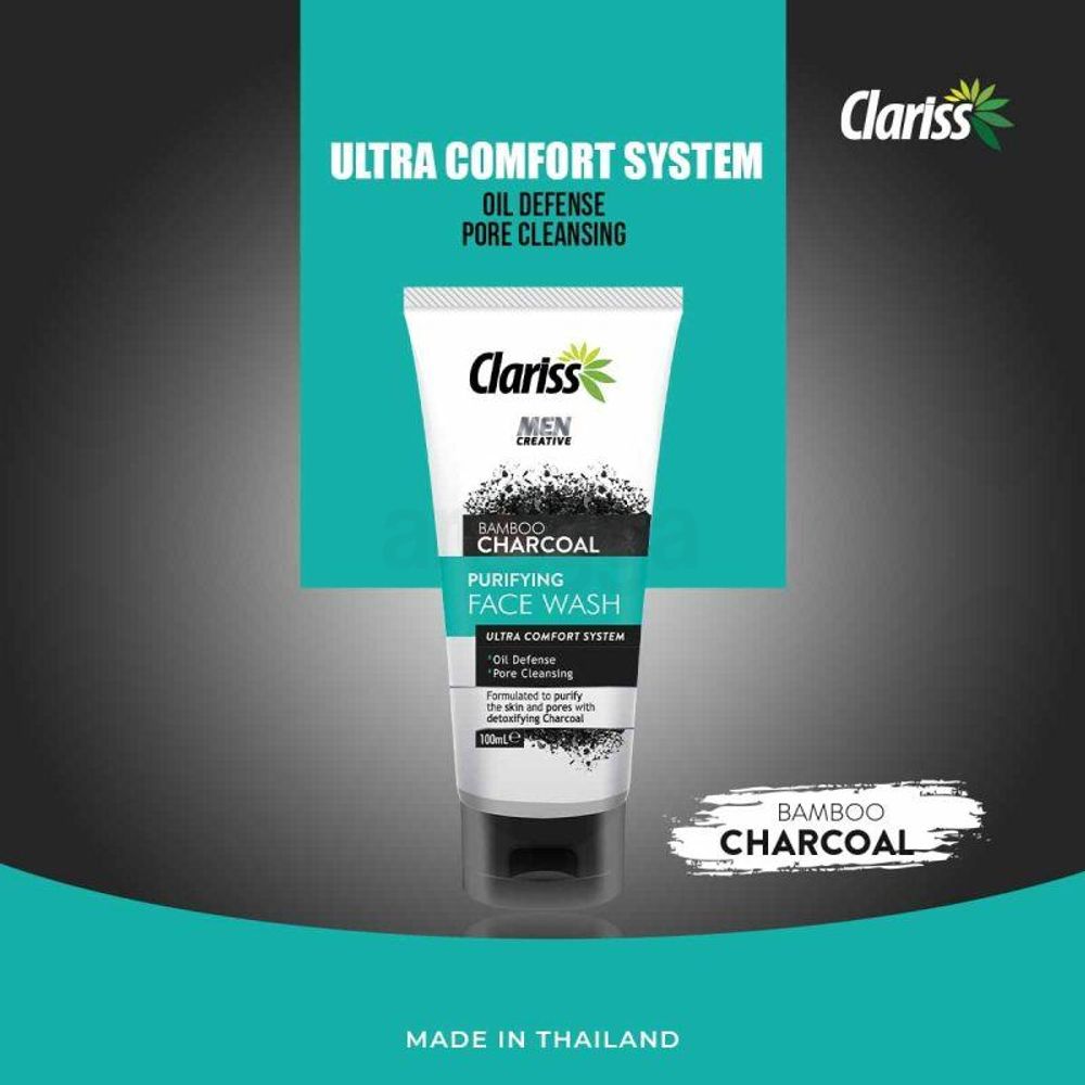 Clariss Purifying Face Wash For Men Bamboo Charcoal 100ml  