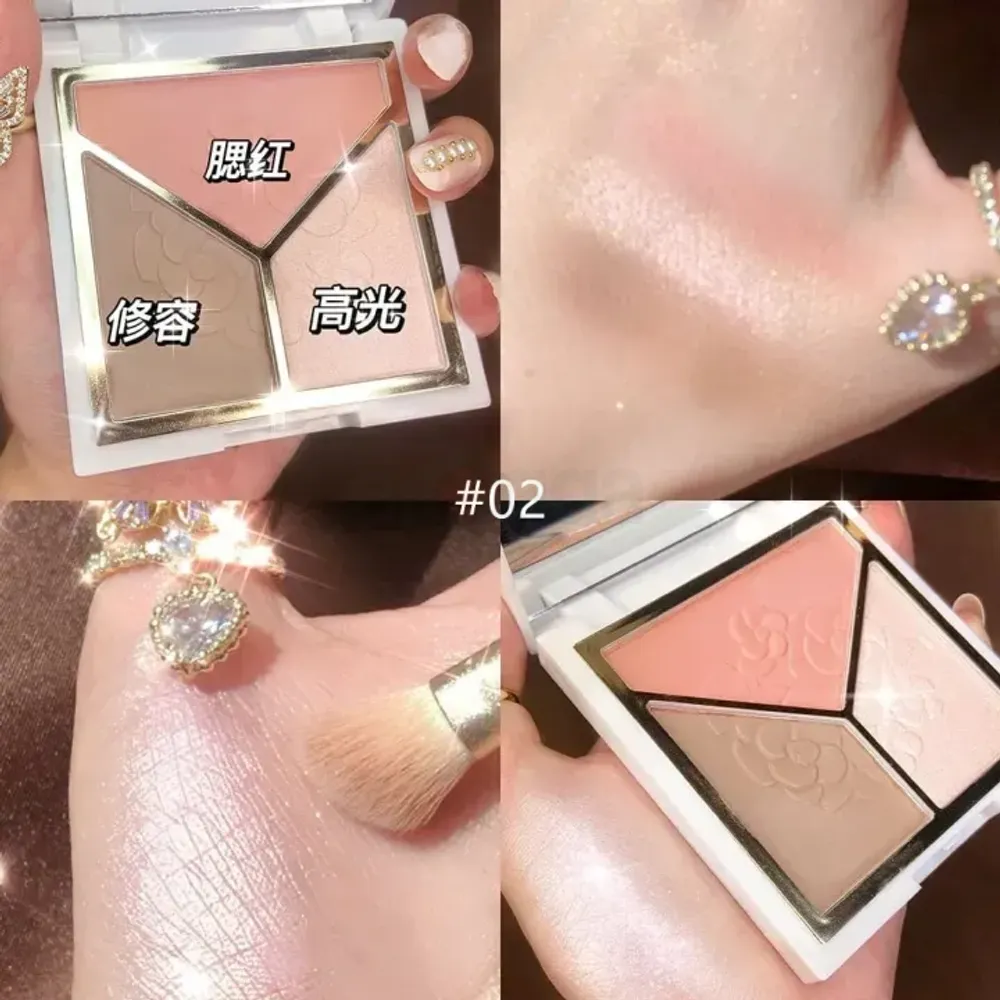 Lameila 3-in-1 Powder Highlighter, Blush & Contour Palette  