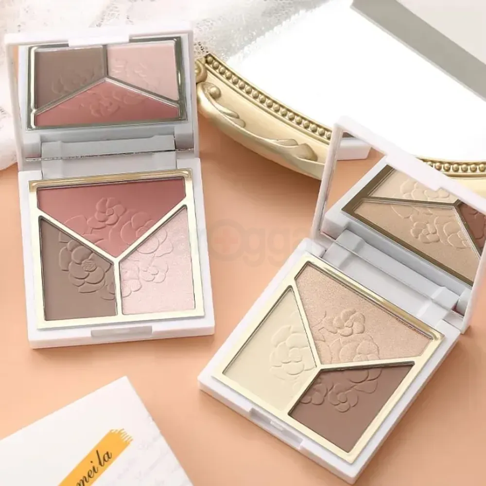 Lameila 3-in-1 Powder Highlighter, Blush & Contour Palette  