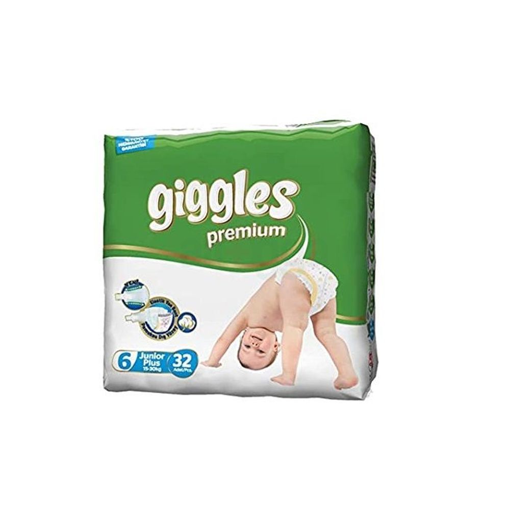 Giggles Premium Eco Pack 15-30Kg Belt Style XL Diapers 32 Pcs with Foldable BIB Free  