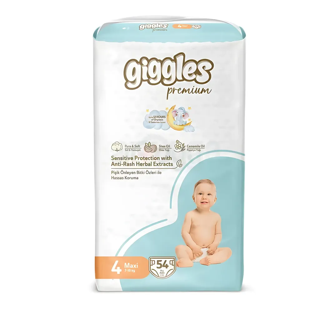 Giggles Premium Jumbo Pack 7-18Kg Belt Style Maxi Diapers 54Pcs with Teether Free  