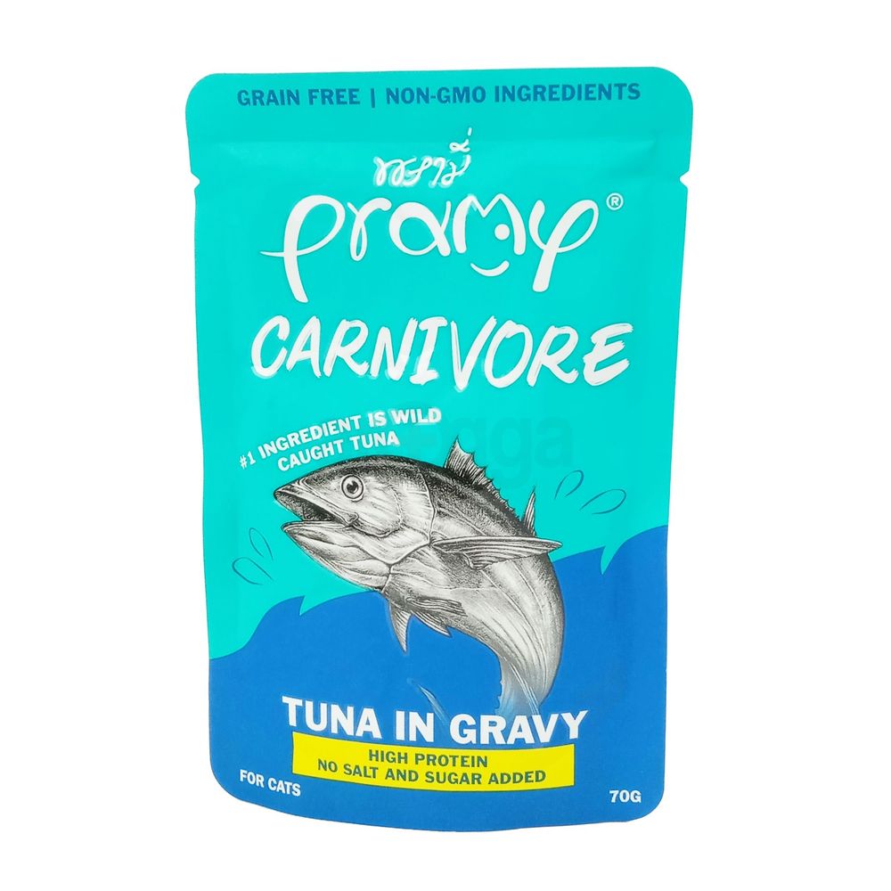 Pramy Carnivore Pouch Tuna in Gravy for All Cats 70gm  