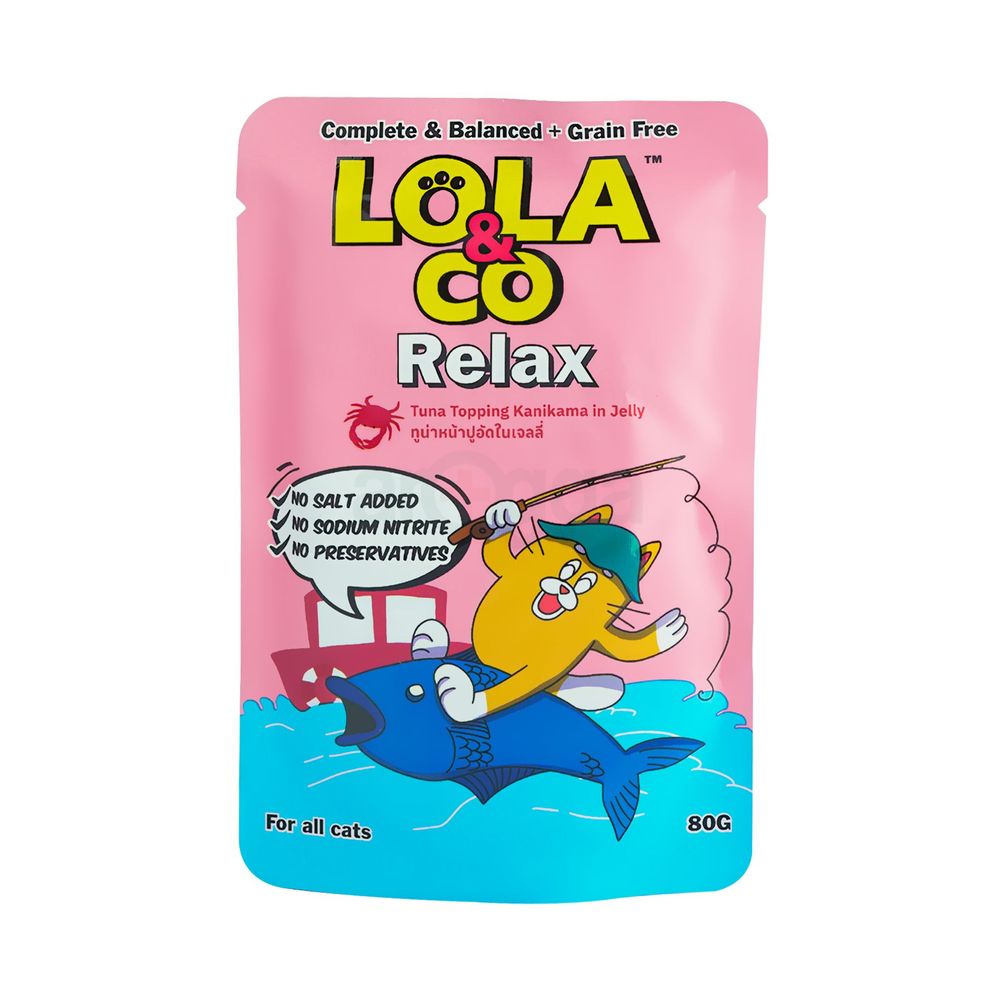 Lola & Co RELAX Pouch Tuna Topping Kanikama in Jelly for All Cats 80gm  