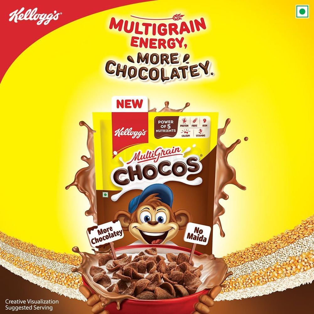 Kellogg's Chocos Chocolate Breakfast Cereal (Pouch Pack) - 385g  