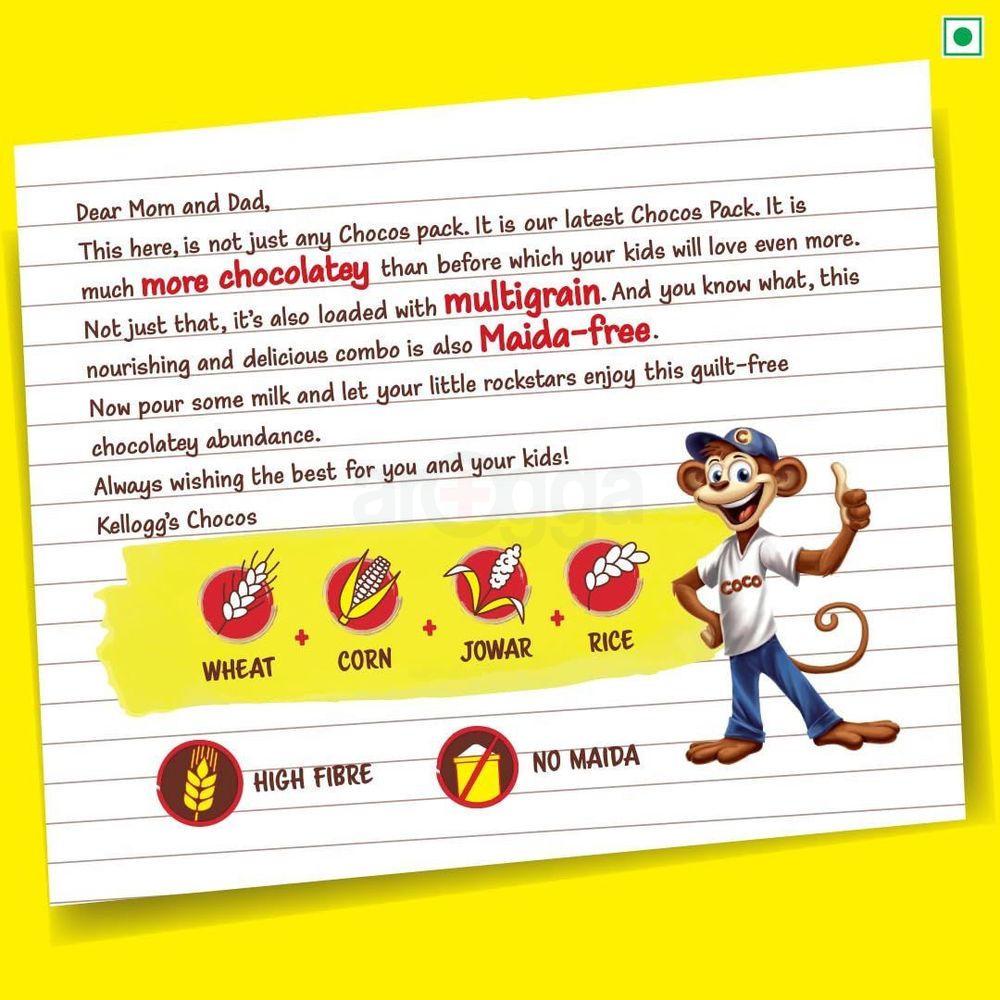 Kellogg's Chocos Chocolate Breakfast Cereal (Pouch Pack) - 385g  