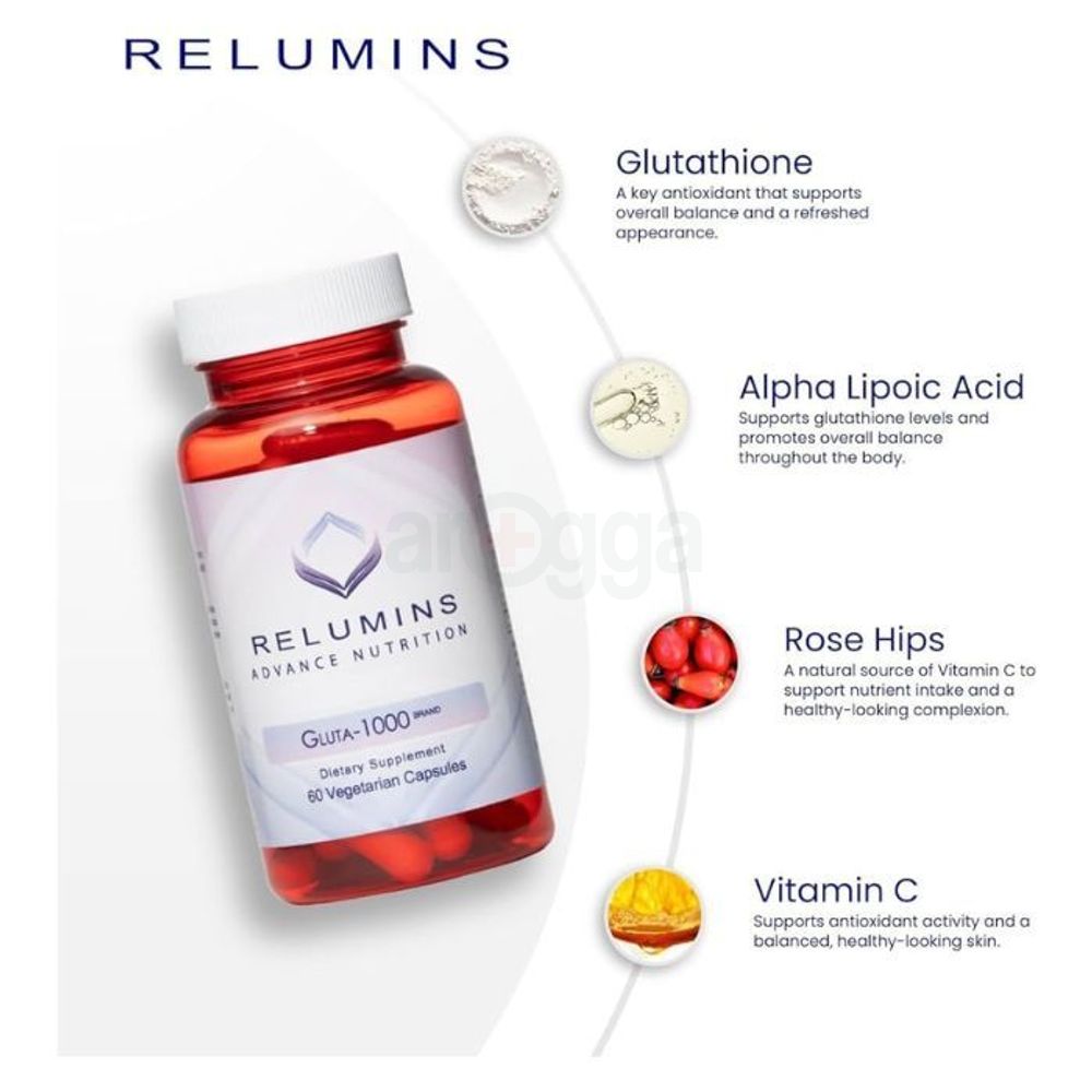 Relumins L Glutathione Supplement Complex - Reduced Glutathione 1000mg 60 Capsules  
