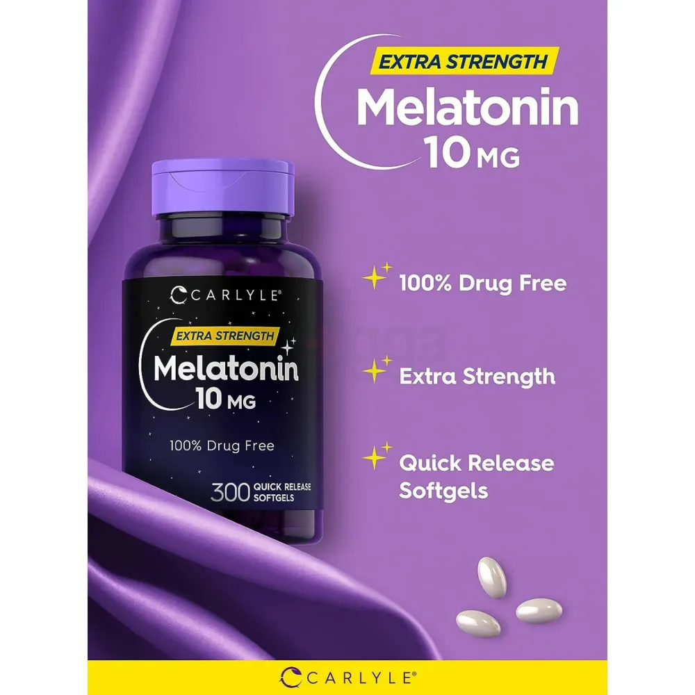 Carlyle Melatonin 10mg | 300 Softgels Extra Strength Sleep Aid for Men and Women  
