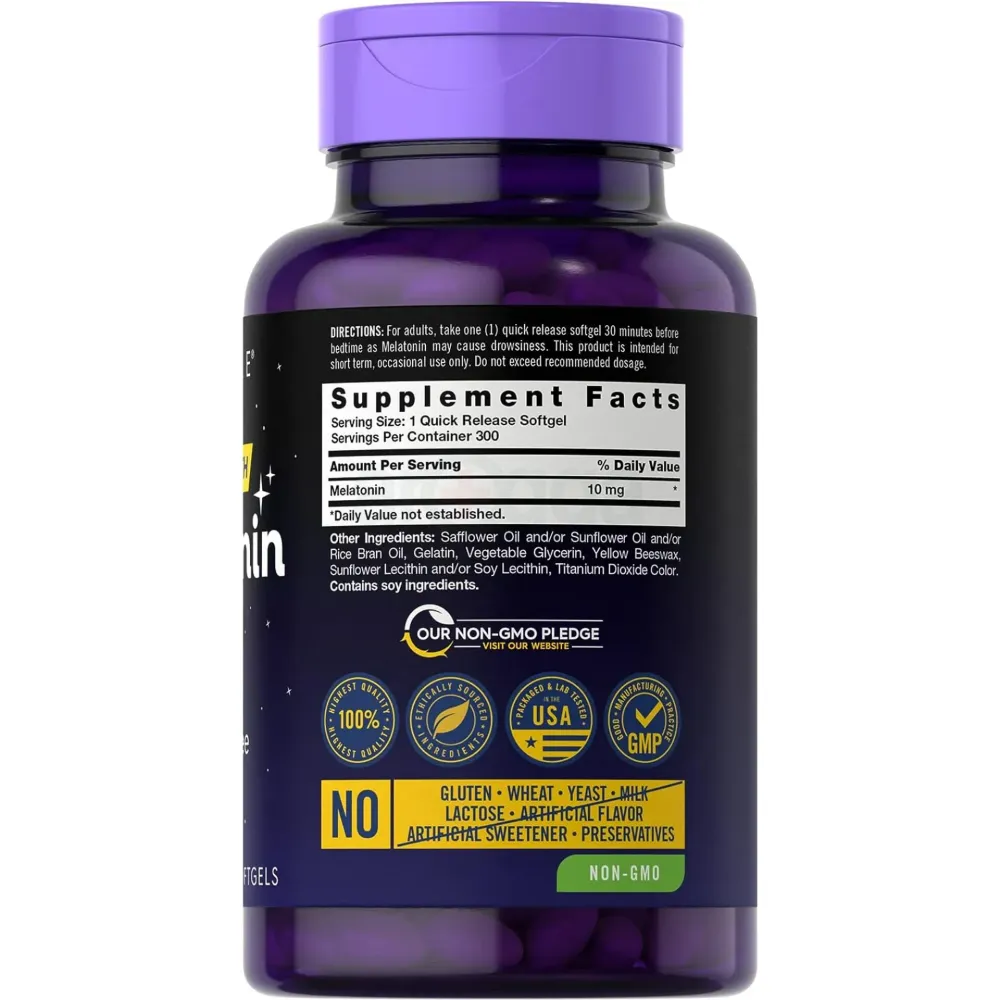 Carlyle Melatonin 10mg | 300 Softgels Extra Strength Sleep Aid for Men and Women  