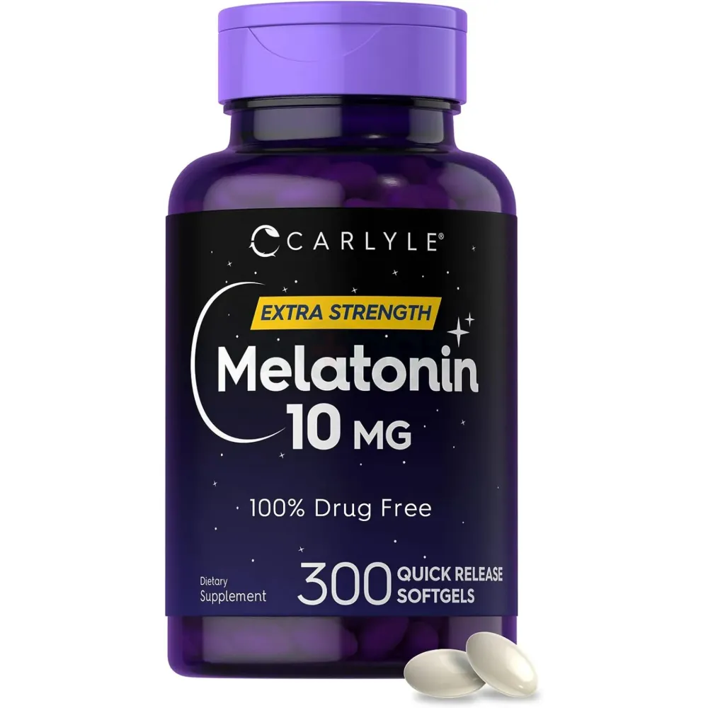 Carlyle Melatonin 10mg | 300 Softgels Extra Strength Sleep Aid for Men and Women  