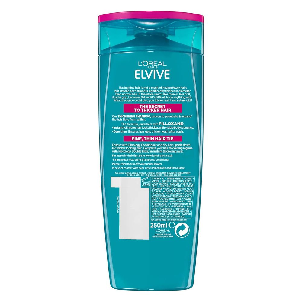 Loreal Paris Elvive Fibrology Thickening Shampoo with Filloxane for Fine and Thin Hair  