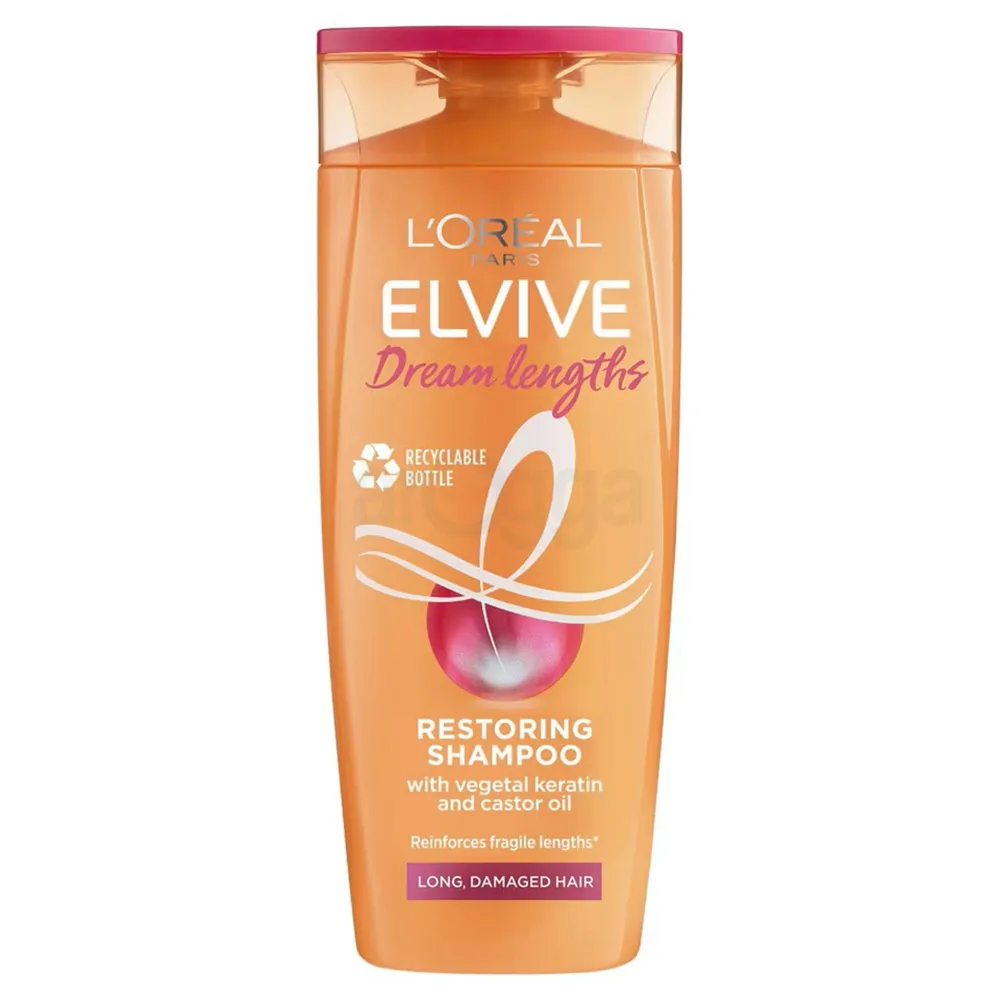 Loreal Paris Elvive Dream Length Restoring Shampoo with Vegetal Keratin and Castor Oil for Long and Damaged Hair  