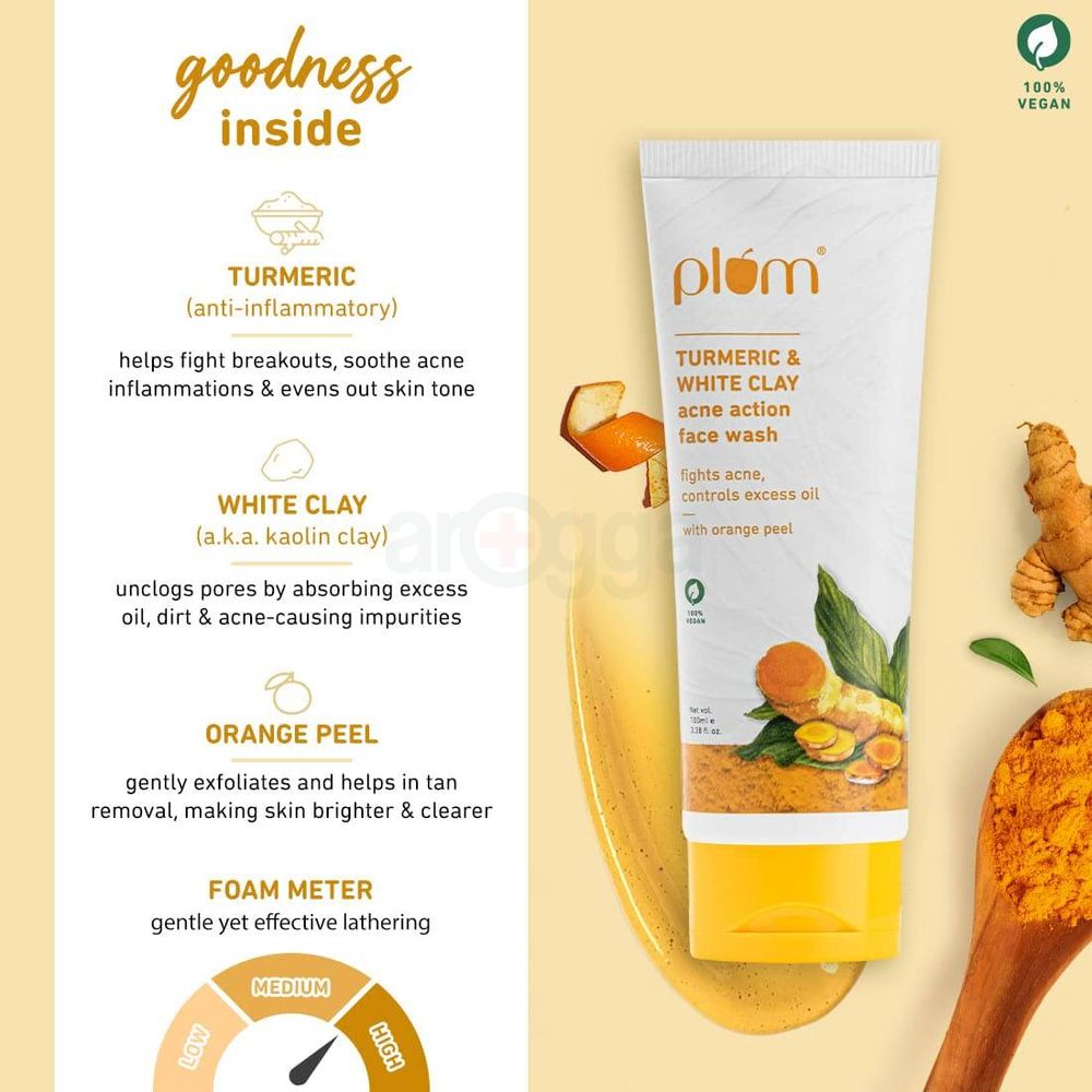Plum Turmeric & White Clay Acne Action Face Wash  