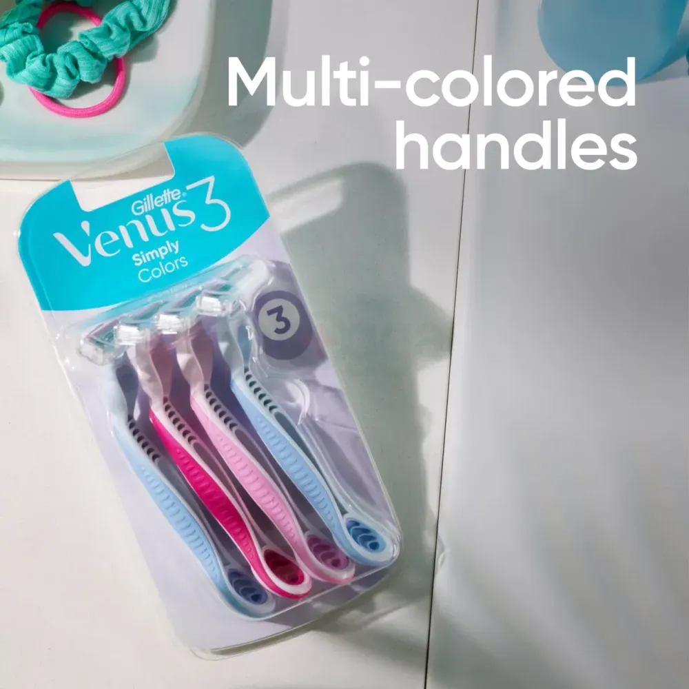 Gillette Venus 3 Colours Shaving Razor for Women 4 Pcs  